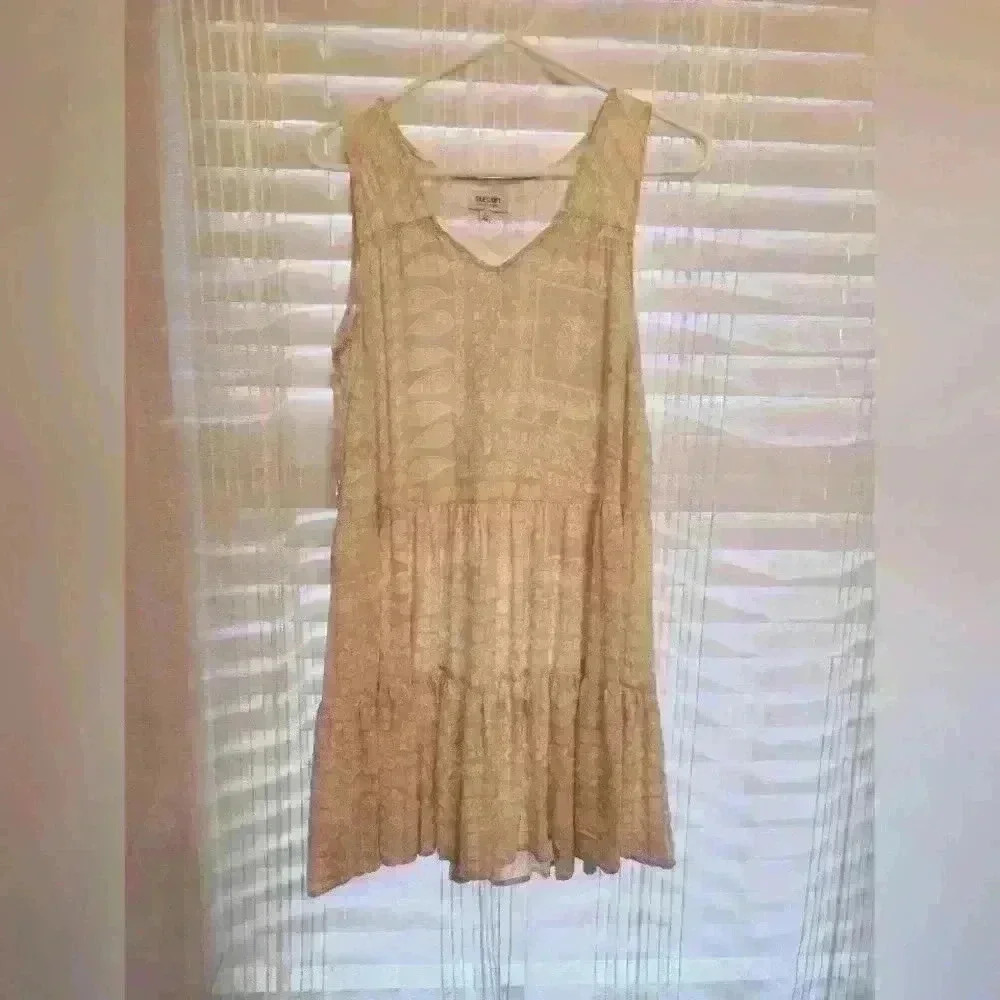 EUC women's sundress,  beige & white, sz L, by True Craft, $12